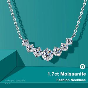 여성을위한 Moissanite 목걸이 인증서가있는 결혼식 고급 보석 925 스털링 은색 도금 18k 화이트 골드 목걸이