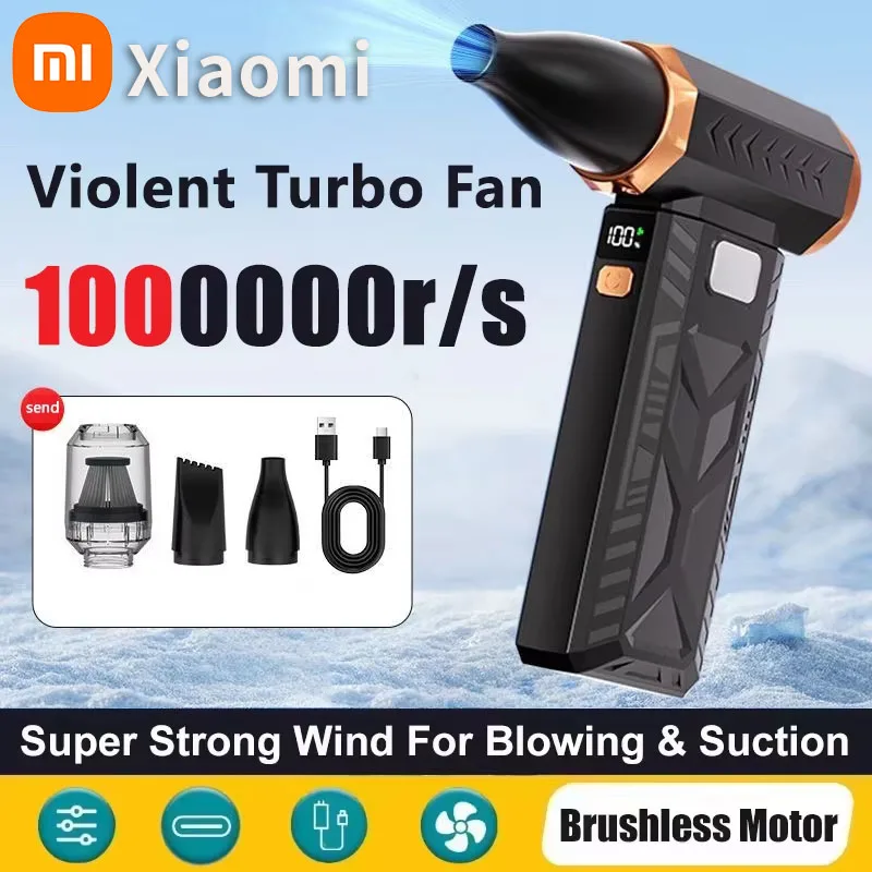 XIAOMI 2in1 폭력 팬 1000000RPM 초강력 공기 송풍기 진공 부는 흡입 먼지 청소기 브러시리스 터보 강한 바람