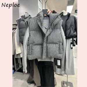 Neploe Korea Chic streetwear 맞춤형 조끼 짧은 파카 캐주얼 우아한 코트 고급 하이 스트리트 모다 올 매치 여성 자켓