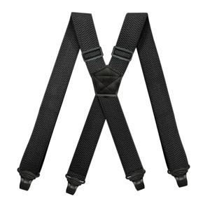 남성용 헤비 듀티 작업 서스펜더 3.8cm 폭 X-백, 플라스틱 그리퍼 클래스프 3개 포함, 조절 가능한 탄성 바지 팬츠 브레이스-블랙