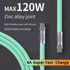 120W 6A 케이블 초고속 충전 PD 타입 C 리퀴드 실리콘 케이블 1M 1.5M 2M C to C 케이블 샤오미 아이폰용 고속 충전 케이블