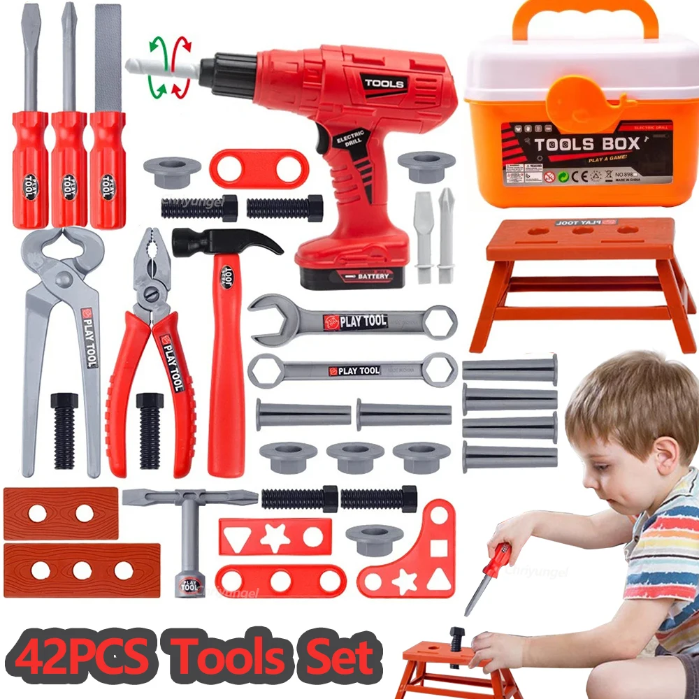 어린이 공구 세트 장난감 38/41/42개 조립 놀이 수리 건설 공구 키트 유아 교육용 학습 장난감 남아 여아 선물