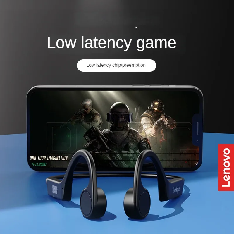 Lenovo X4 골전도 블루투스 헤드폰 스포츠 이어폰 마이크 이어훅이 포함된 방수 무선 헤드셋 TWS Bass Hifi Stereo