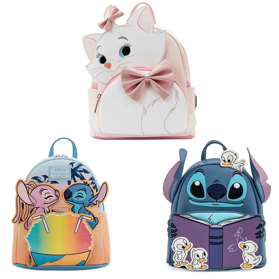Aristocats Marie Cat 미니 배낭 오버 프린트 여성용 더블 스트랩 숄더 백 지갑 더블 숄더 배낭 선물
