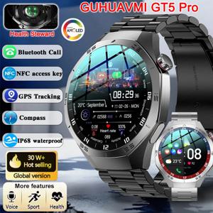 2025 신제품 GUHUAVMI GT5 Pro 스마트워치 남성용 HD AMOLED 스크린 GPS 모션 궤적 심박수 블루투스 통화 1.52인치 스마트워치 IP68