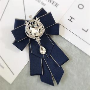 패션 대형 나비 넥타이 넥타이 크리스탈 술 리본 칼라 브로치 여성 빈티지 우아한 의상 보석 칼라 핀 레드 블루