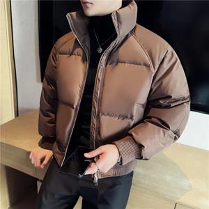 남성용 루즈하고 캐주얼 두꺼운 다운 재킷, 스탠드업 칼라, 일상 통근, 레저 및 따뜻함, 가을 및 겨울