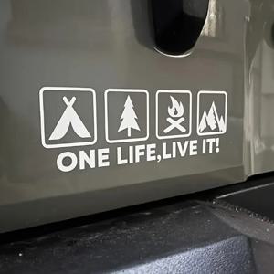 One Life Live It 캠핑 야외 매니아 자동차 스티커 야생 생존 차량용 자동 창 테일 바디 용 쿼드 데칼