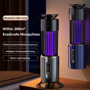 2025 전기 모기 킬러 램프 곤충 플라이 트랩 USB 타이밍 모기 찰싹 때림 야외 곤충 킬러 구충제 캠핑 랜턴