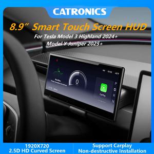 CATRONICS 신형 8.9인치 테슬라 모델 Y 주니퍼 2025 HUD 모델 3 하이랜드 계기판 디스플레이 스마트 카플레이 지원 OTA 업데이트