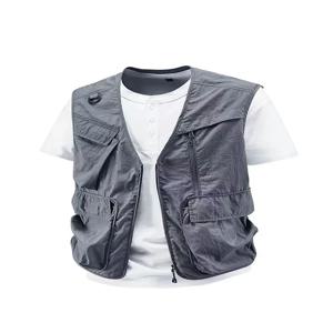 남성용 여름 야외 낚시 촬영 다용도 포켓 조끼 얇은 민소매 재킷 빠른 건조 통기성 기능성 작업복