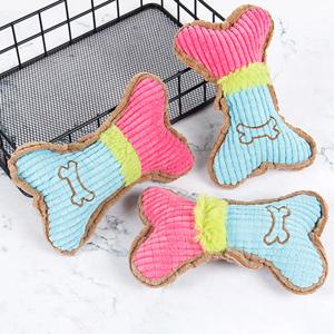 소형 중형 견종용 플러시 삑삑이 뼈 장난감 강아지 공격적인 씹는 습관을 가진 애완동물 놀이 치아 청소용 강아지 장난감