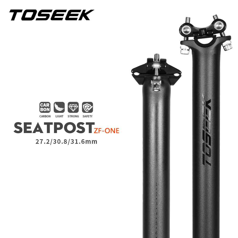 TOSEEK ZF-One 카본 시트포스트 27.2/30.8/31.6mm 매트 블랙 MTB/도로 자전거 시트 포스트 길이 280mm 시트 튜브 자전거 부품