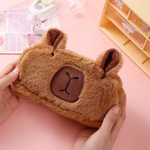 귀여운 플러시 모조 Capybara 연필 가방 만화 보관 가방 Kawaii 연필 케이스 대용량 화장품 가방 여자 학생 선물