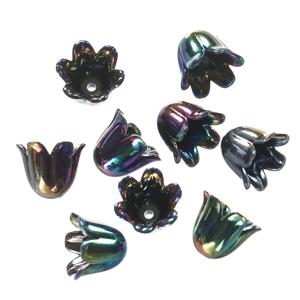 50 100 개/몫 AB 다채로운 백합 꽃 아크릴 구슬 모자 DIY 팔찌 목걸이 쥬얼리 만들기위한 도라지 스페이서 비즈