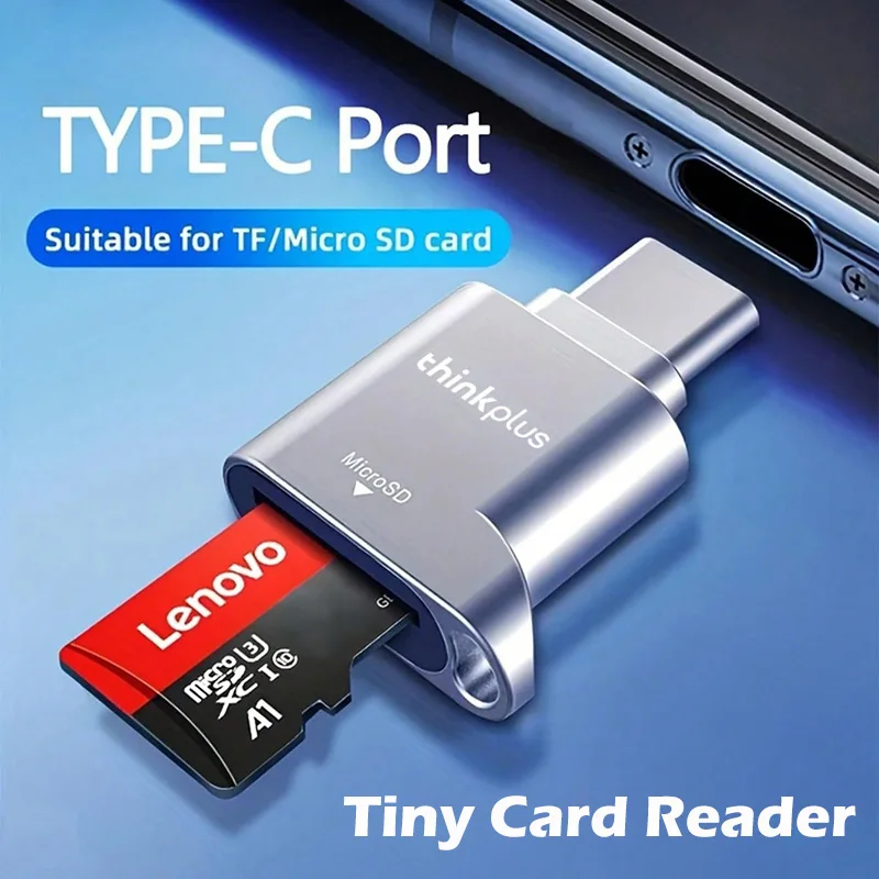 레노버 씽크플러스 USB C 타입-C 마이크로 SD 카드 리더 메모리 카드 미니 메탈 트랜플래시 어댑터 TF 카드 리더 (타입 C 폰용)
