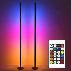EISSLOLY 2 uds RGB 스마트 스탠드 조명, 앱 제어, 음악 동기화, 코너 조명, 타이머, 소금