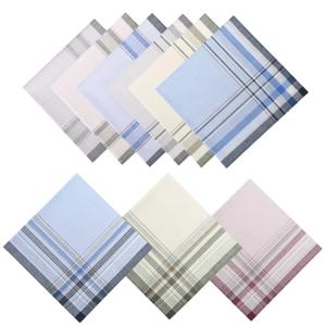 10-18pcs 레트로 남자 손수건 순수 코튼 14.9 인치 노인과 친구 선물 모듬 색상 대형 사각형 핸드 타월