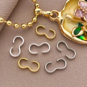 믹스 10/20pcs 18K 구리 도금 정품 황금 두꺼운 은빛 오픈 3 문자 버클, DIY 팔찌 쥬얼리 액세서리 만들기