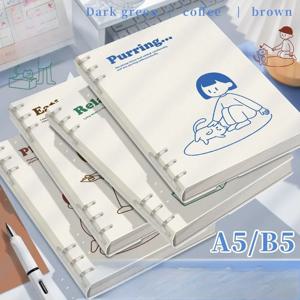 노트 루스리프 60매/120페이지 A5/B5 루스리프 바인더 노트 강아지/팬더/공룡/카피바라 가로줄