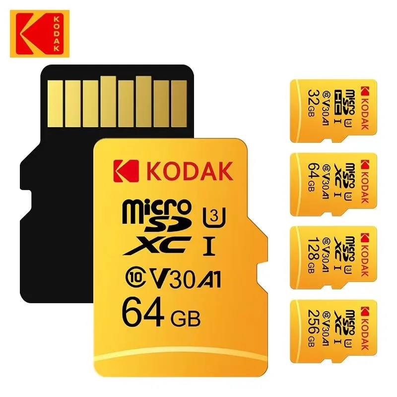 코닥 마이크로 SD TF카드 256GB 64GB 32GB 메모리 카드 128GB 클래스 10 마이크로SD 카드 100MB/S UHS-I A1 카드 (휴대폰/PC용)