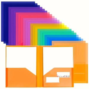 12개 캔디 컬러 A4/편지 플라스틱 폴더, 학교 사무실 홈용 2포켓 파일 정리함