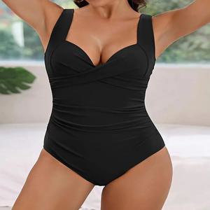 2024 일반 셔링 수영복 여성 원피스 솔리드 수영복 여성 Beachwear Bathers 입욕 수영 수영 바디 슈트 여름