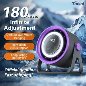TINSOL 휴대용 블레이드리스 선풍기 180 속도 주변 조명으로 무단계 가변 탁상용 벽걸이 천장 공기 냉각기