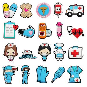 Crocs 배지에 대 한 새로운 1Pcs PVC 의사 간호사 신발 매력 DIY 버클 키즈 핀 장식 청바지 신발 액세서리 X-mas 도매