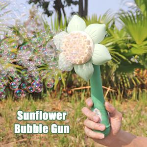 버블 머신 해바라기 23홀 전동 자동 버블건 비눗방울 야외 파티 장난감 소녀 어린이 크리스마스 선물
