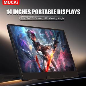 MUCAI N140-S36 휴대용 디스플레이 14 인치 60Hz 해상도 1366*768 TN 패널 250cd/ ㎡   밝기 3ms 응답 휴대용 모니터