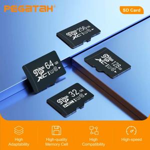 PEGATAH 마이크로 SD XC 카드 32GB 64GB 128GB 256GB 고속 TF 메모리 카드 보안 카메라 대시캠 드론 액션캠용