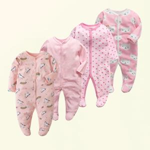 사계절 0-12 개월 유아 의류 잠옷 작업복 아기 Rompers 100% 면 부드러운 신생아 소녀 & 소년 긴 조각 Playsuit