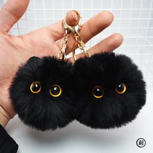 귀여운 플러시 고양이 키체인 만화 인형 장난감 펜던트 키링 여성 소녀 가방 장식 자동차 키체인 어린이 선물 액세서리