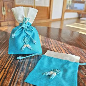 위클 오색찬란 복주머니 간식 구디백 청록