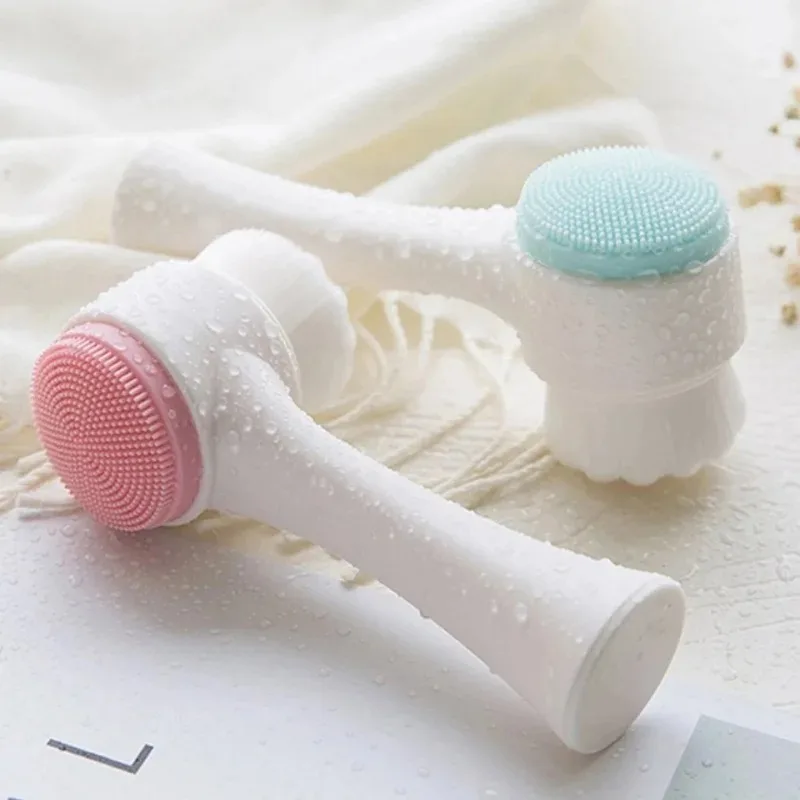 3D 더블 실리콘 페이셜 클렌징 브러시 수동 마사지 페이셜 브러시 소프트 브리스톨 엑스 폴리 에이 팅 양면 페이스 워시 브러쉬
