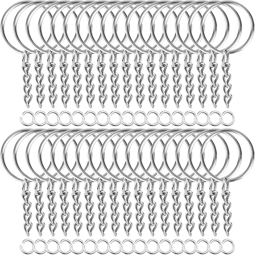 50PCS 스테인레스 스틸 금속 빈 열쇠 고리 키 체인 분할 반지 체인 등반 버클 Carabiner 키 체인 반지 액세서리
