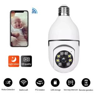 E27 감시 카메라 풀 컬러 야간 투시경 자동 인간 추적 줌 실내 보안 모니터 Wifi Miini IP 카메라