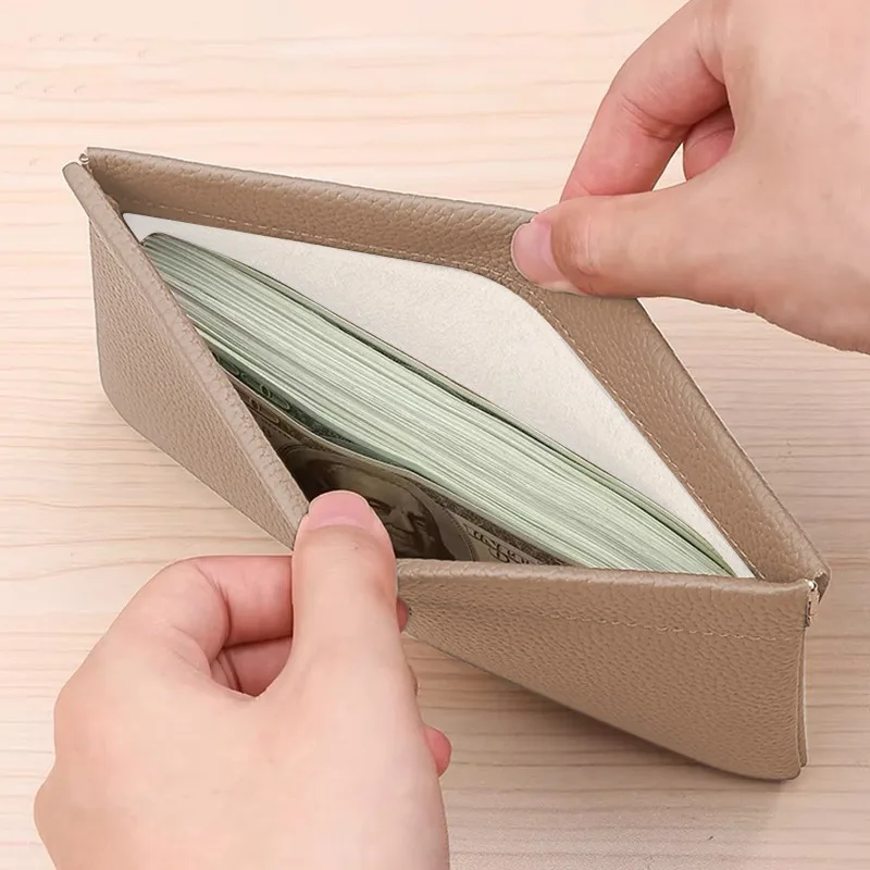 자동 닫힘 인조 가죽 장지갑 여권 운전면허증 신분증 케이스 헤드폰 데이터 케이블 수납 현금 파우치