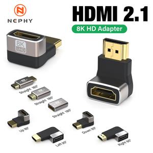 8K HDMI 2.1 어댑터 90도 270도 직각 남성-여성 변환 컨버터 HDMI 케이블 연장 커넥터 (TV, 노트북, PC, 모니터용)