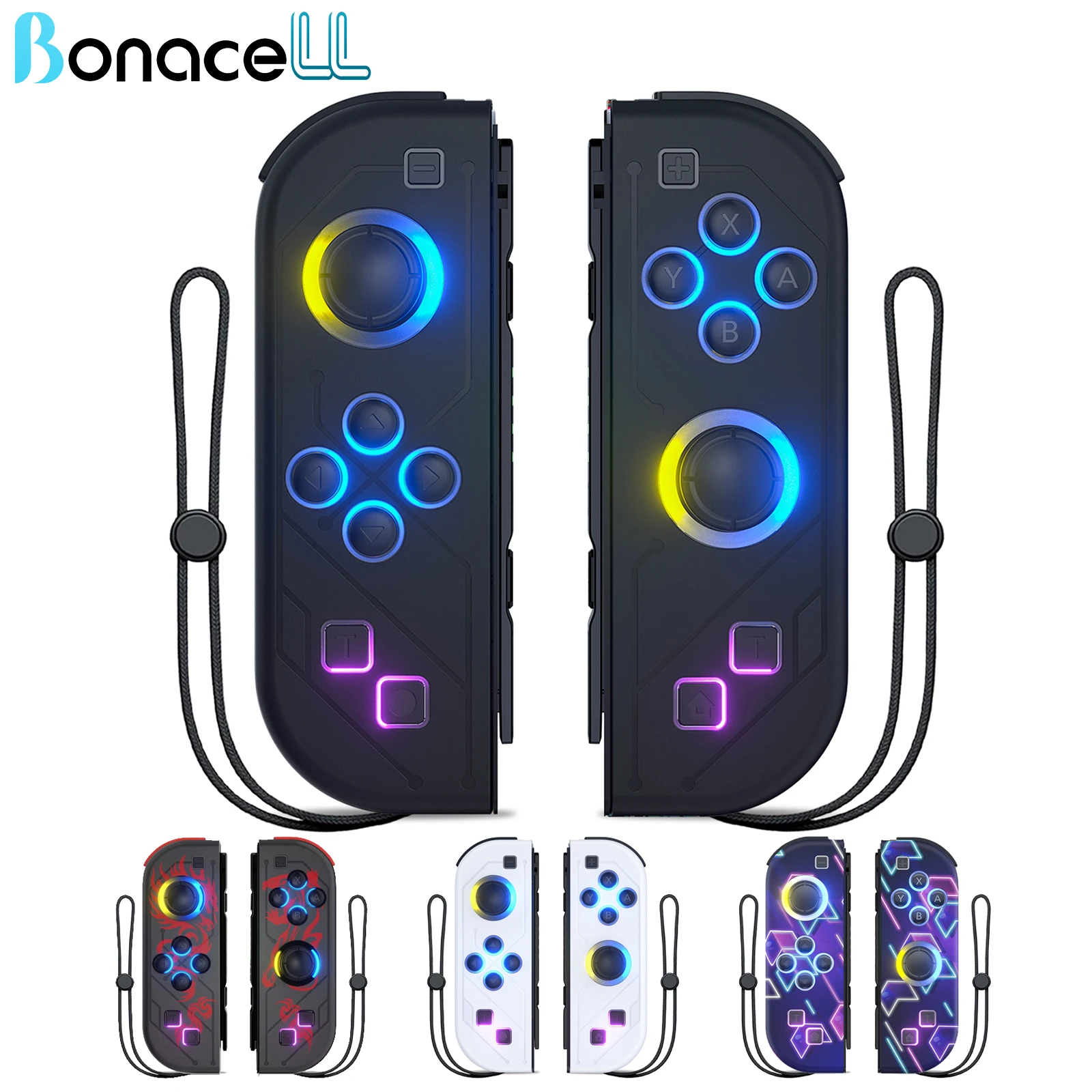 Nintendo Switch/OLED/Lite용 게임패드 - RGB LED(L/R) 조이패드, NS Joycon용 터보 이중 진동 무선 컨트롤러