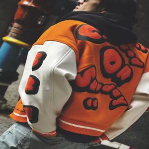 자수 대표팀 재킷 남자 PU 가죽 슬리브 대형 폭격기 재킷 여자 야구 코트 streetwear 남자 의류