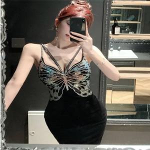 우아하고 섹시한 벨벳 홀터 드레스 여성용 봄 생일 이브닝 가운 스플릿 랩 어라운드 피쉬테일 스커트 한국 스타일 롱 드레스