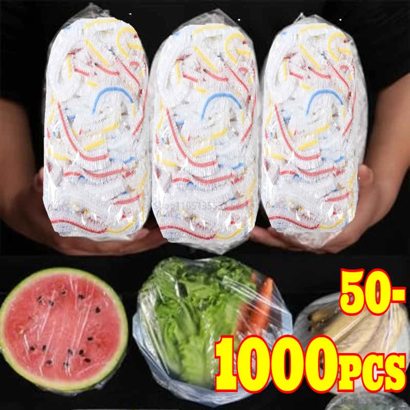 50-1000PCS 일회용 식품 커버 랩 식품 등급 과일 야채 보관 가방 탄성 플라스틱 가방 주방 신선 유지 가방