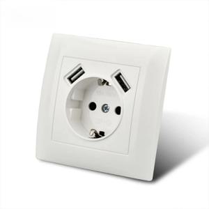듀얼 USB 전원 소켓 2.1A EU 표준 전기 콘센트 표준 접지 플러그 USB 벽면 소켓 난연성 플라스틱