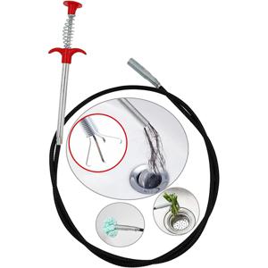 LMETJMA 배수관 클리너 파이프 헤어 준설기, 하수구 청소 브러시, 싱크대 욕조, 하수구 헤어 준설 도구, JT-006, 60, 90 160, 200 cm