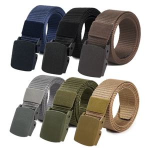 1pc 남자 캔버스 벨트 플라스틱 버클 금속없는 나일론 전술 허리 벨트 여성 벨트 야외 하이킹 웨빙 벨트 중립 벨트