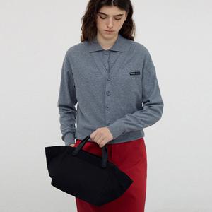 LEATHER-HANDLE CABAS BAG - BLACK