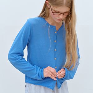SUMMER KNIT CROP CARDIGAN - FRENCH BLUE