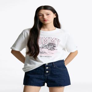 여성 트로피컬 프린트 티셔츠 T32F1TTO41TWT1